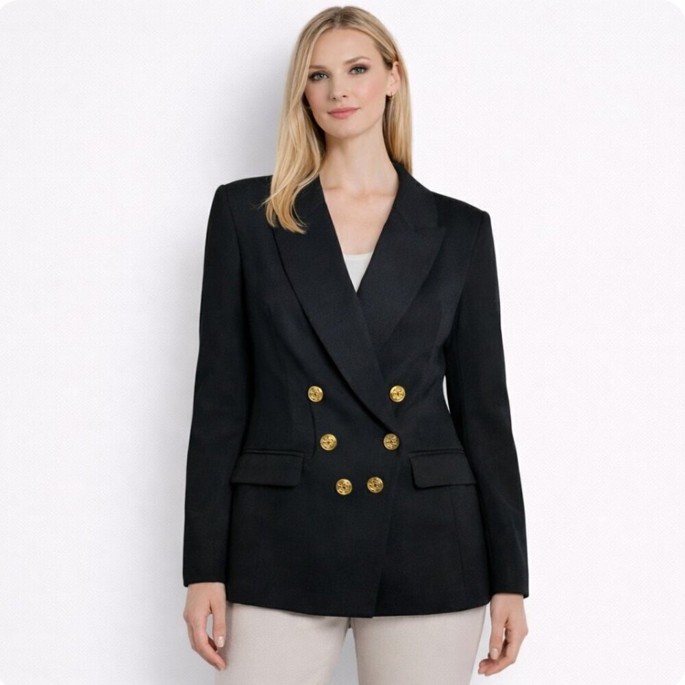 CAbi Navy Preppy Blazer Women’s Size 6 Yacht Club Nautical Gold Buttons - Picture 9 of 9